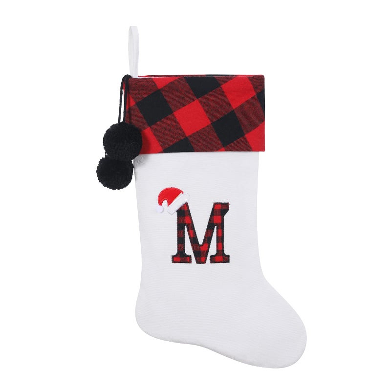 SIRIPHUM 20 Inches Initial Monogram Embroidered lettetr Christmas Stocking - Image 1